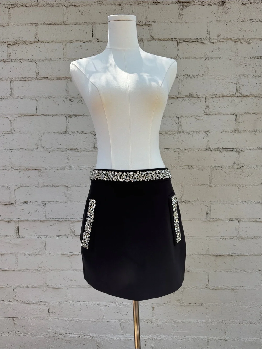 H&M Edition Rhinestone-Embellished Mini Skirt Black Size 6 - Picture 4 of 14